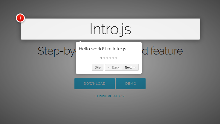 Intro.js demo screenshot